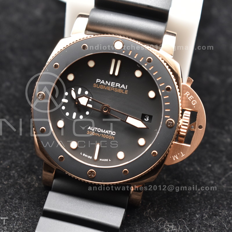 PAM2164 Submersible 42mm VSF Best Edition Black Dial on Black Rubber Strap P900